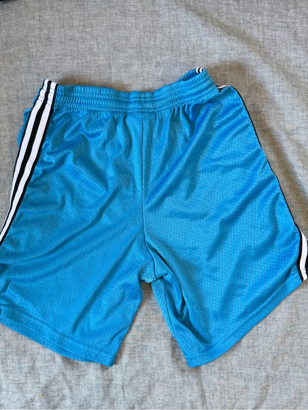 Champion Bright Blue Athletic Mesh Shorts with Black & White Side Stripes